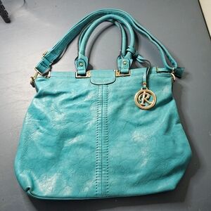 Rosetti Teal Shoulder Bag with Gold Hardware